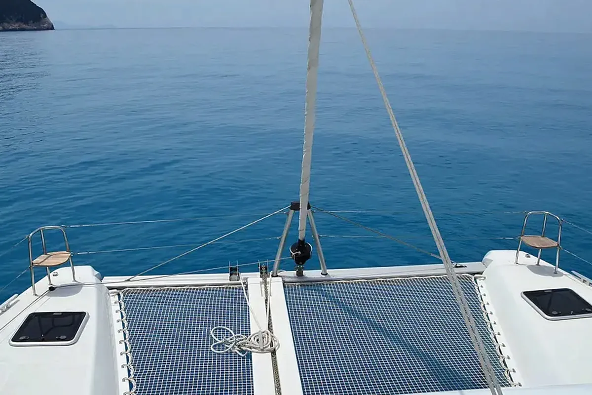 Deck of Fantasea, a Lagoon 42 catamaran at Thessaloniki, Greece