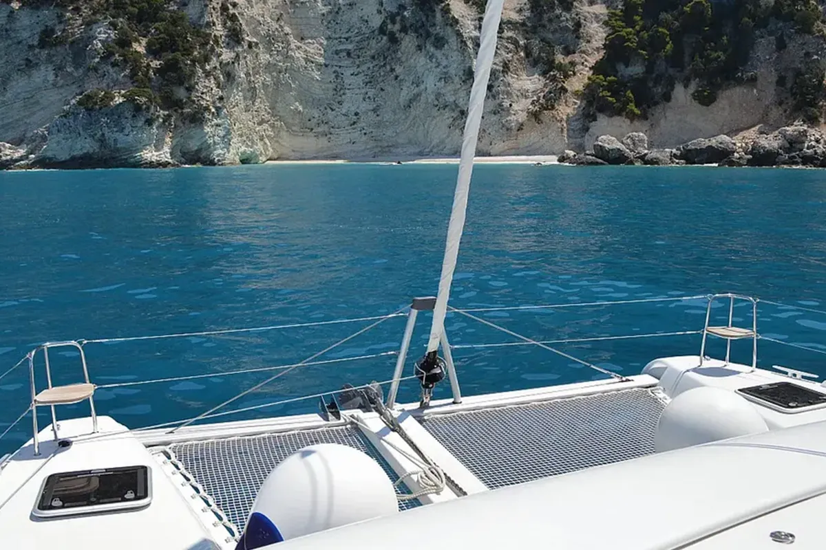 Deck of Fantasea, a Lagoon 42 catamaran at Thessaloniki, Greece