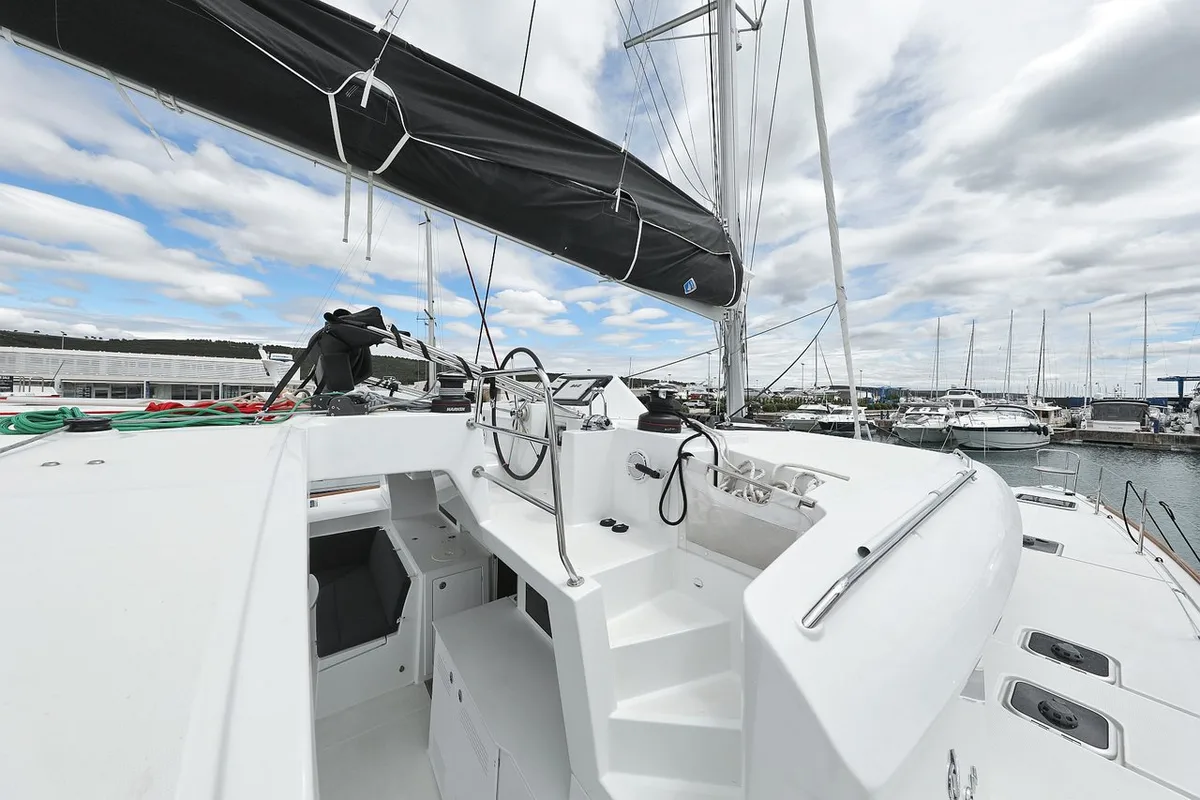 Cockpit of Must Have, a Lagoon 450 F catamaran at Općina Sukošan, Croatia