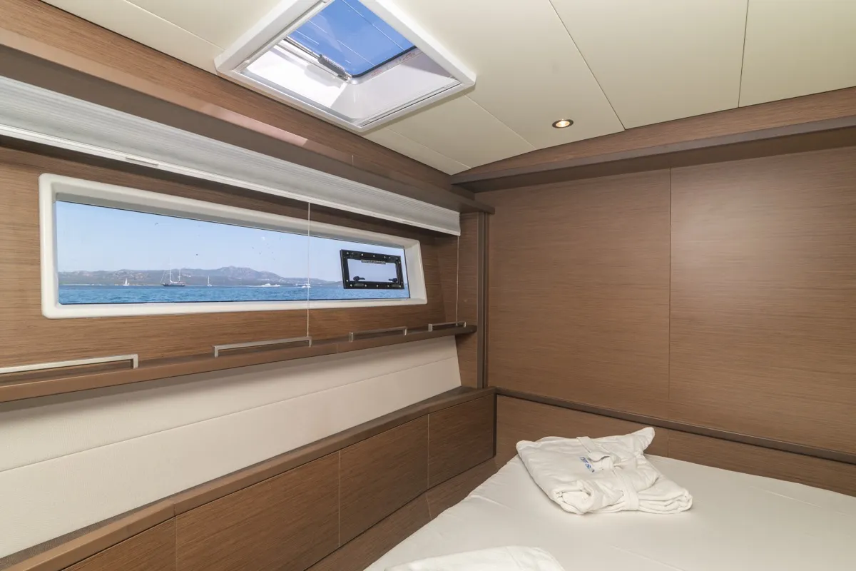 Cabin on The Sun, a Lagoon 620 catamaran at Olbia, Italy