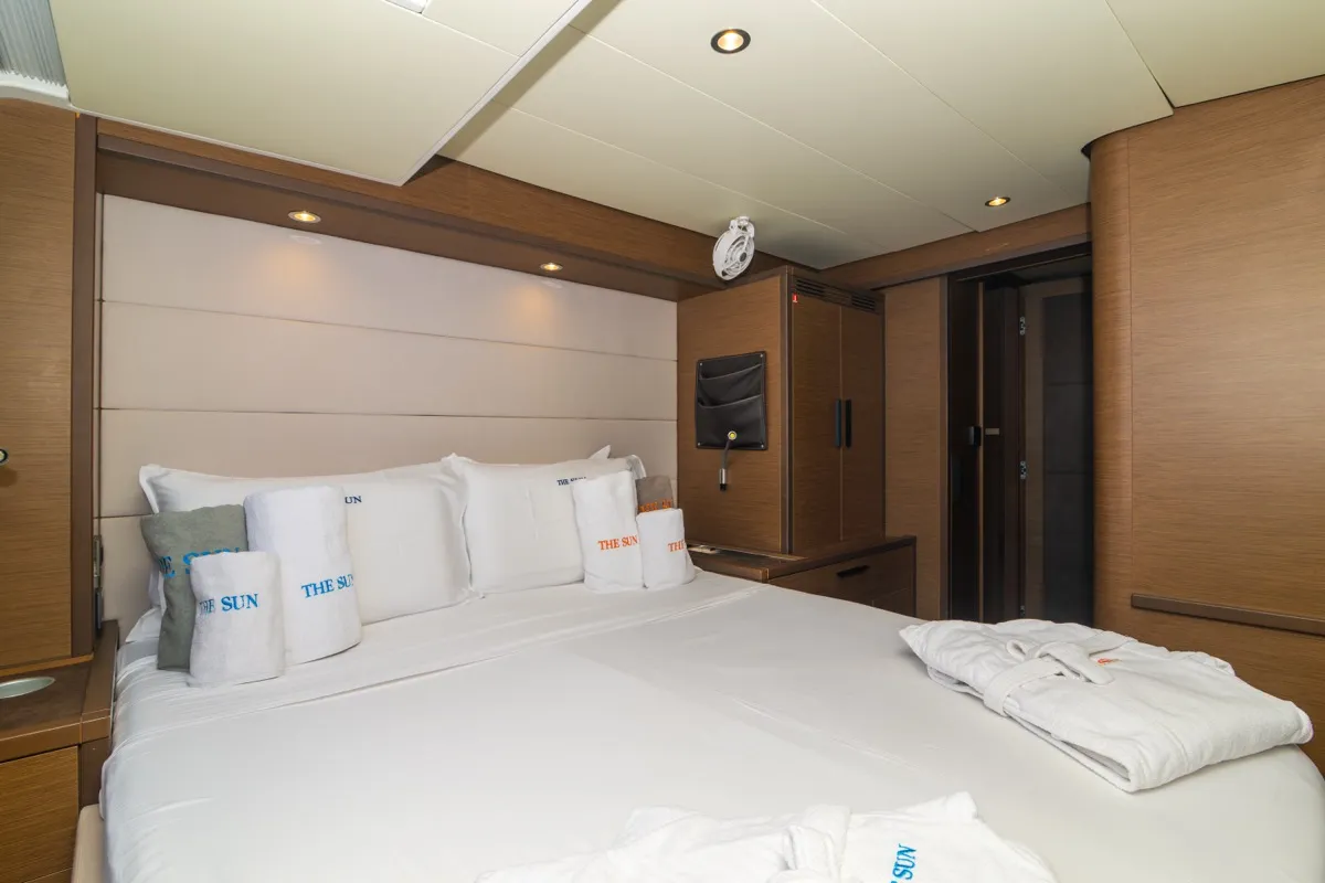 Cabin on The Sun, a Lagoon 620 catamaran at Olbia, Italy