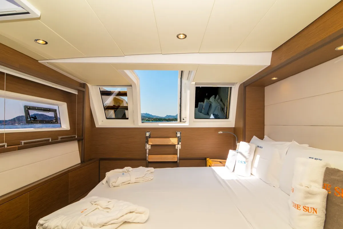 Cabin on The Sun, a Lagoon 620 catamaran at Olbia, Italy