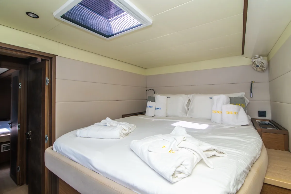 Cabin on The Sun, a Lagoon 620 catamaran at Olbia, Italy