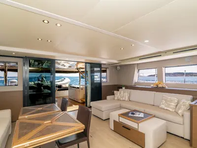 Salon of The Sun, a Lagoon 620 catamaran at Olbia, Italy