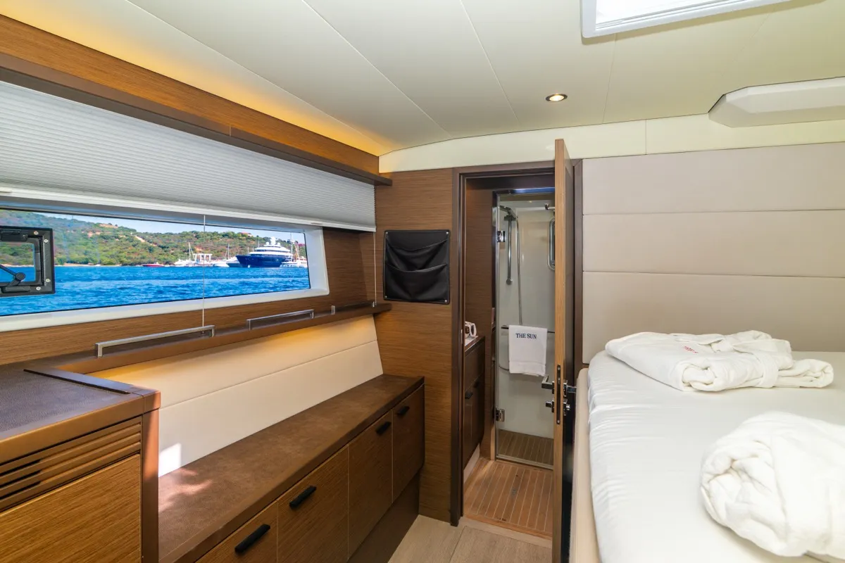 Cabin on The Sun, a Lagoon 620 catamaran at Olbia, Italy
