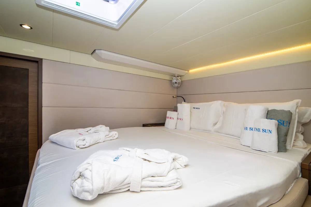 Cabin on The Sun, a Lagoon 620 catamaran at Olbia, Italy