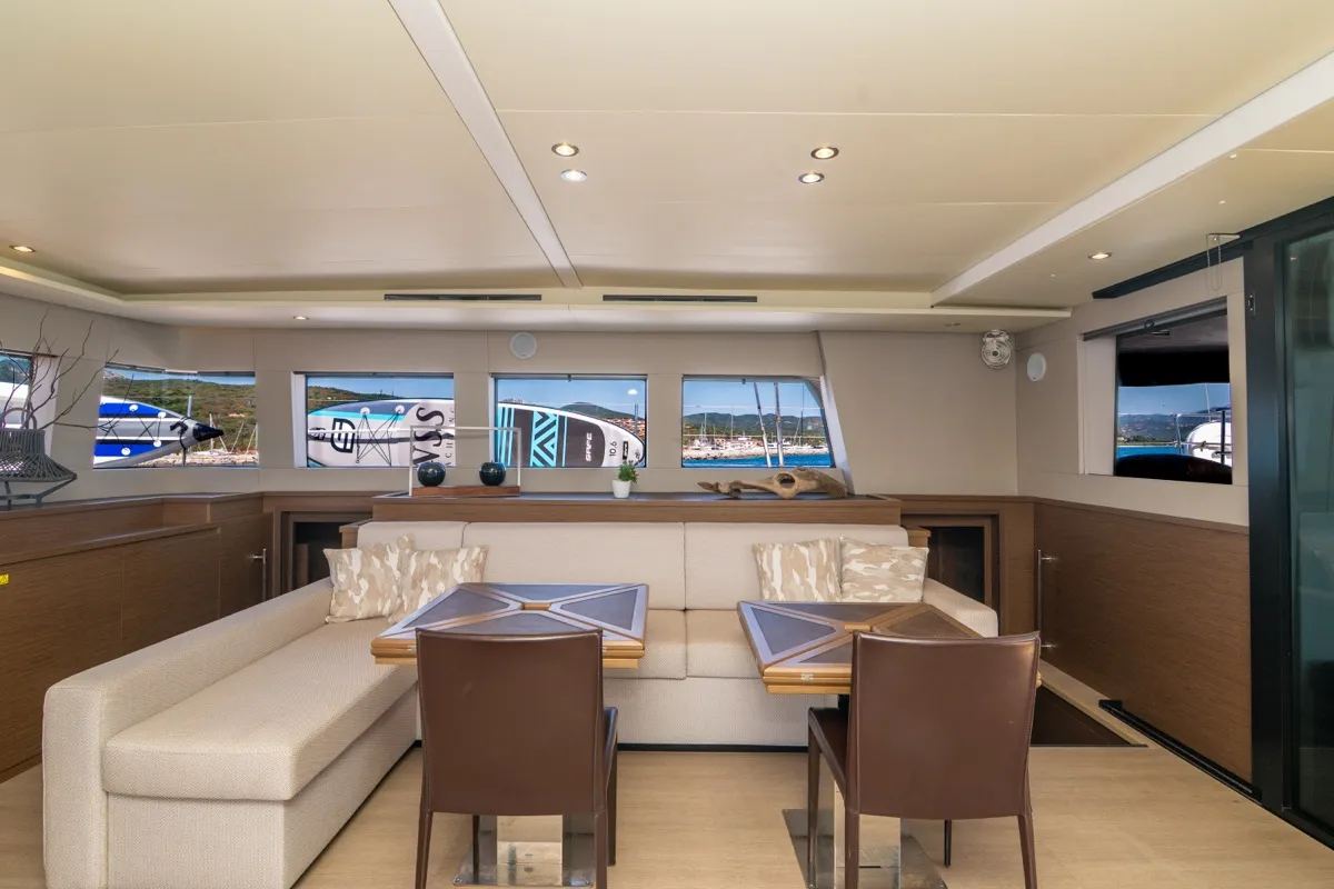Salon of The Sun, a Lagoon 620 catamaran at Olbia, Italy