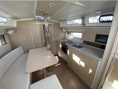 Salon of Maximus, a Beneteau Oceanis 38.1 sailboat at Grimaud, France