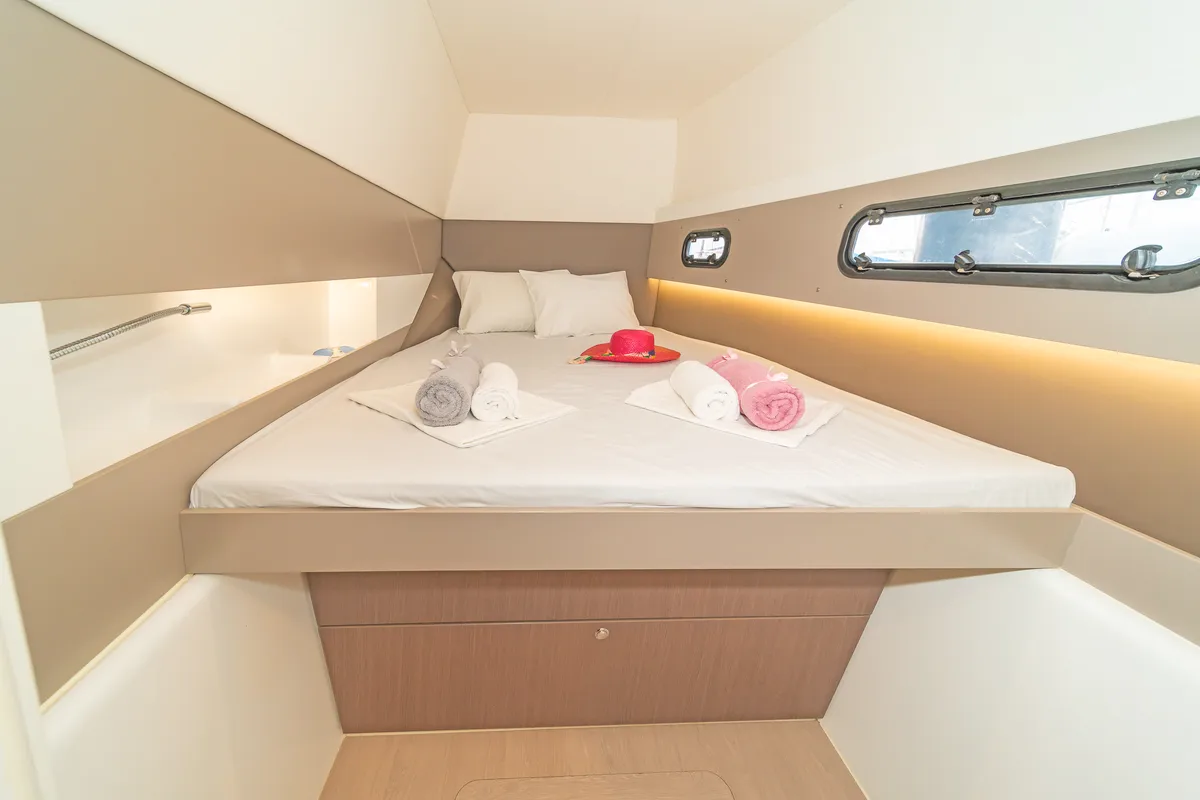 Cabin on Crystal Waters, a Bali 4.1 catamaran at Kos, Greece