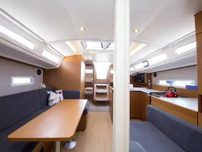 Galley of Jeanneau Sun Odyssey 410, a sailboat at Fethiye, Turkey