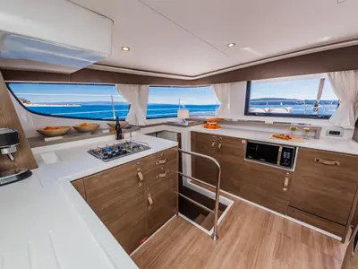 Galley of Nouvelle Lune, a Bali 4.6 catamaran at Dubrovnik, Croatia