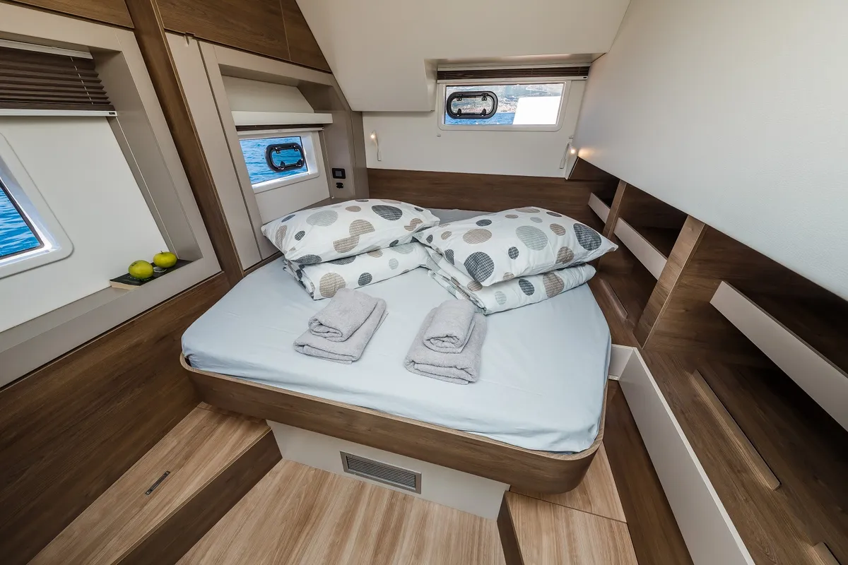 Cabin on Nouvelle Lune, a Bali 4.6 catamaran at Dubrovnik, Croatia