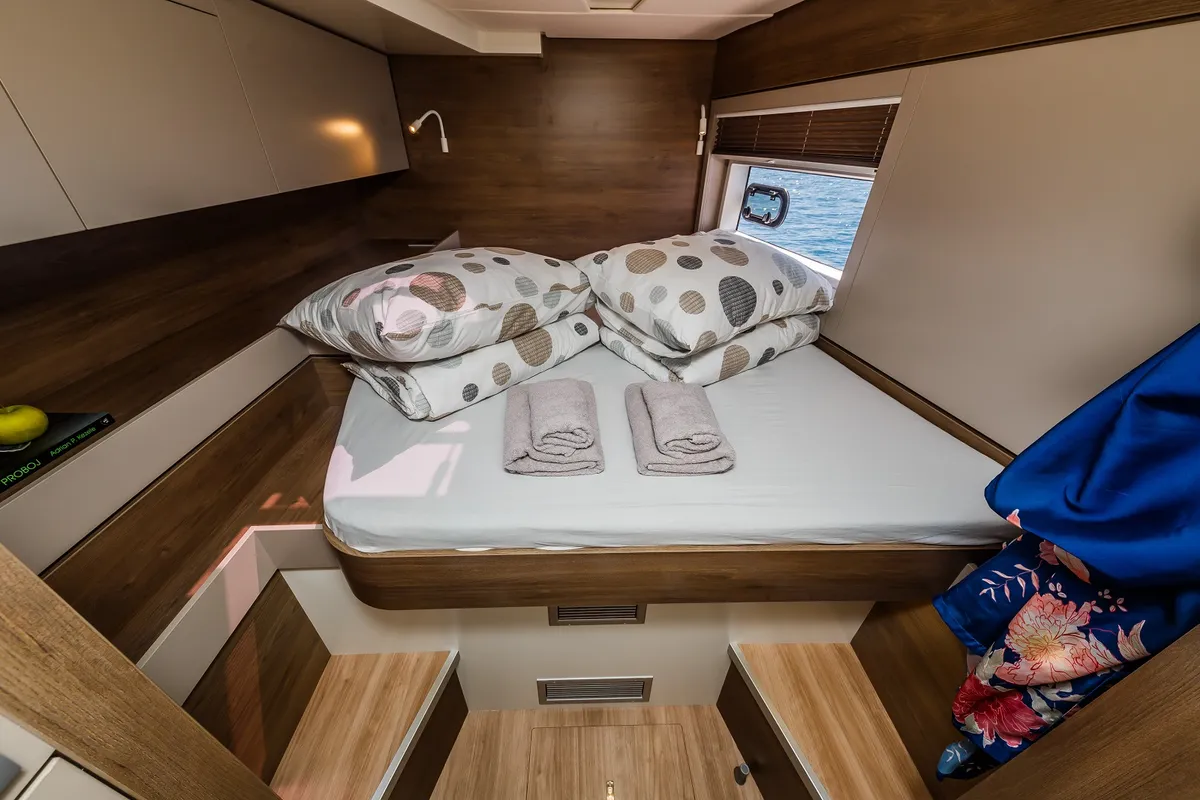 Cabin on Nouvelle Lune, a Bali 4.6 catamaran at Dubrovnik, Croatia