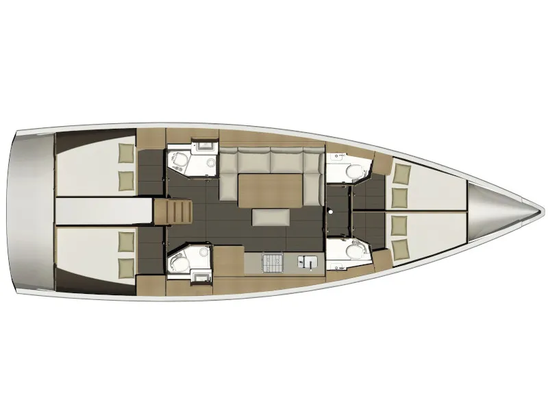 Floor plan of Summer Planet, a Dufour 460 Grand Large sailboat at Tonnarella, Italy