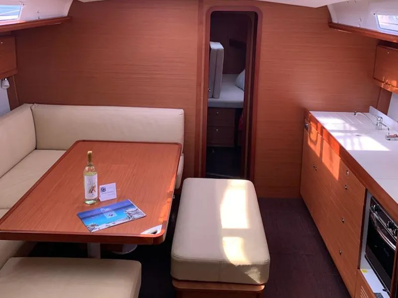 Salon of Summer Planet, a Dufour 460 Grand Large sailboat at Tonnarella, Italy