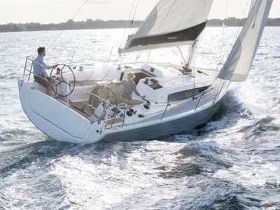 Exterior view of Hekla, a Dehler 34 sailboat at Altefähr, Germany