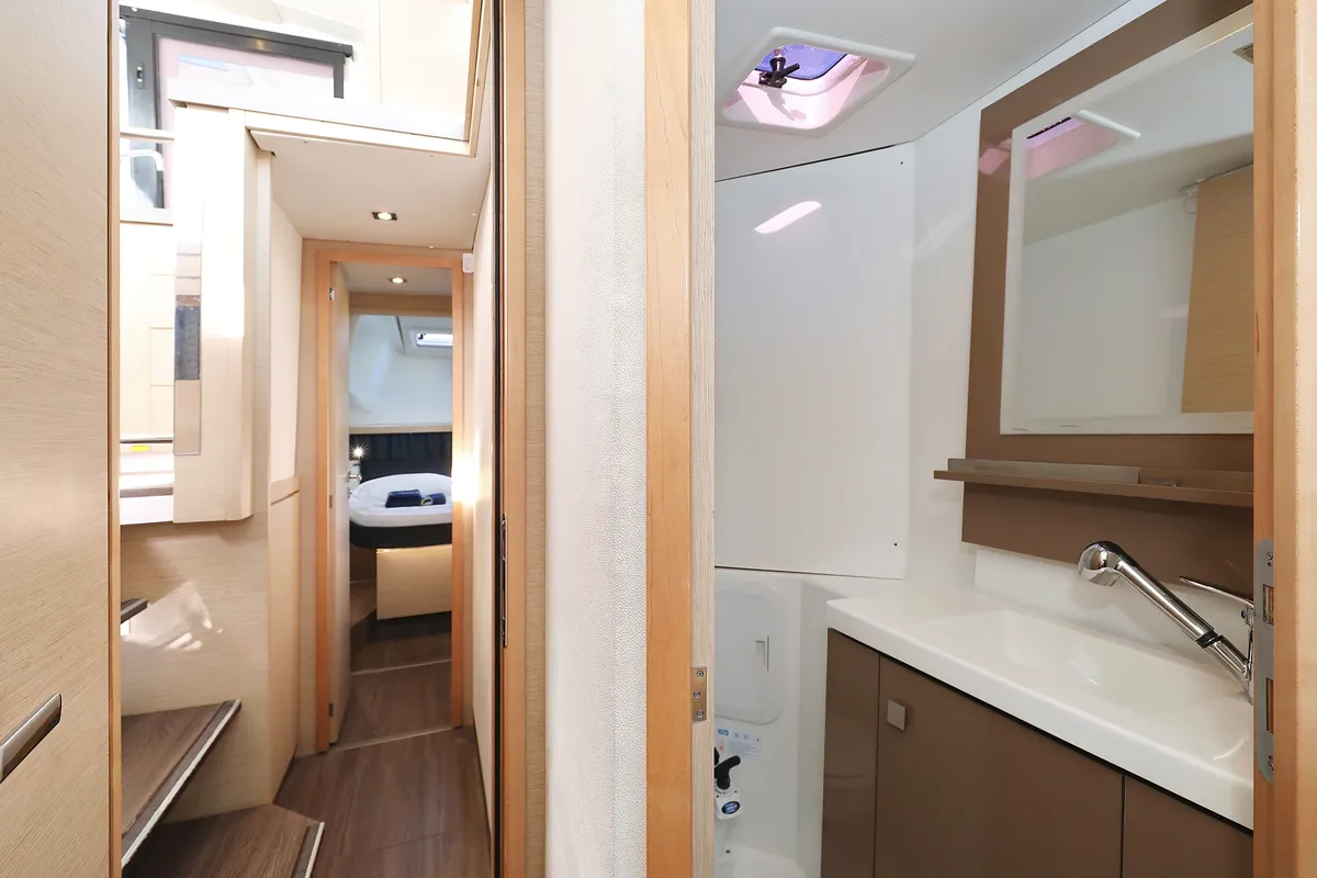 Head on Why Not, a Fountaine Pajot Lucia 40 catamaran at Grad Trogir, Croatia