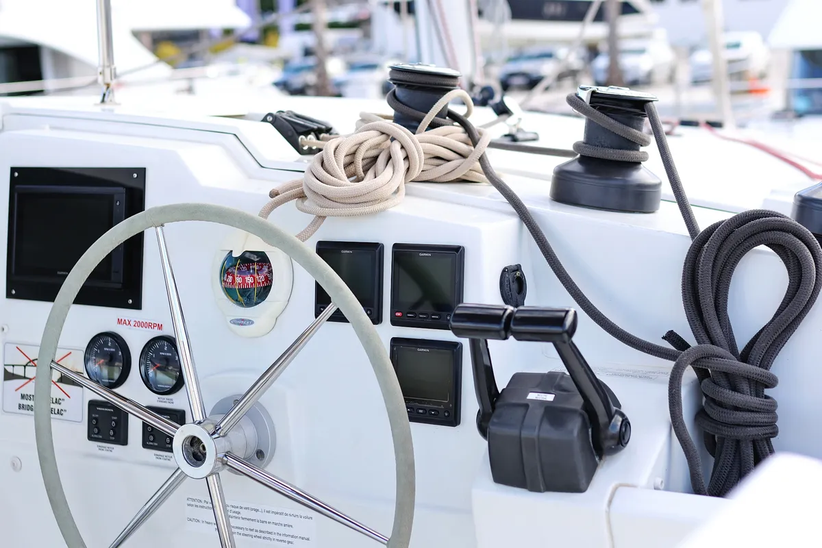 Why Not, a Fountaine Pajot Lucia 40 catamaran at Grad Trogir, Croatia