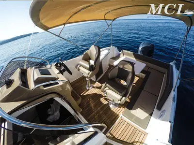 Deck of Galeon Galia 700, a motorboat at Mali Lošinj, Croatia