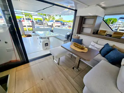 Salon of Nauti T's, a Leopard 46 catamaran at Road Town, British Virgin Islands