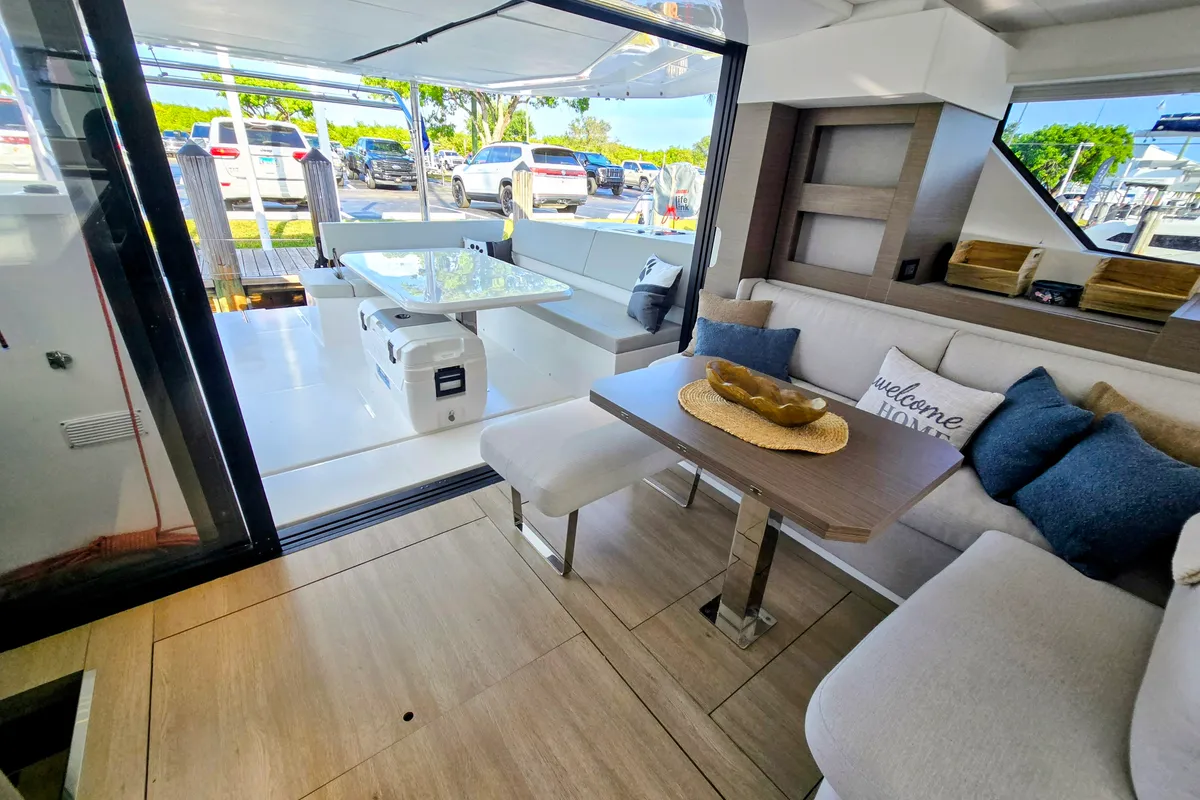 Salon of Nauti T's, a Leopard 46 catamaran at Road Town, British Virgin Islands