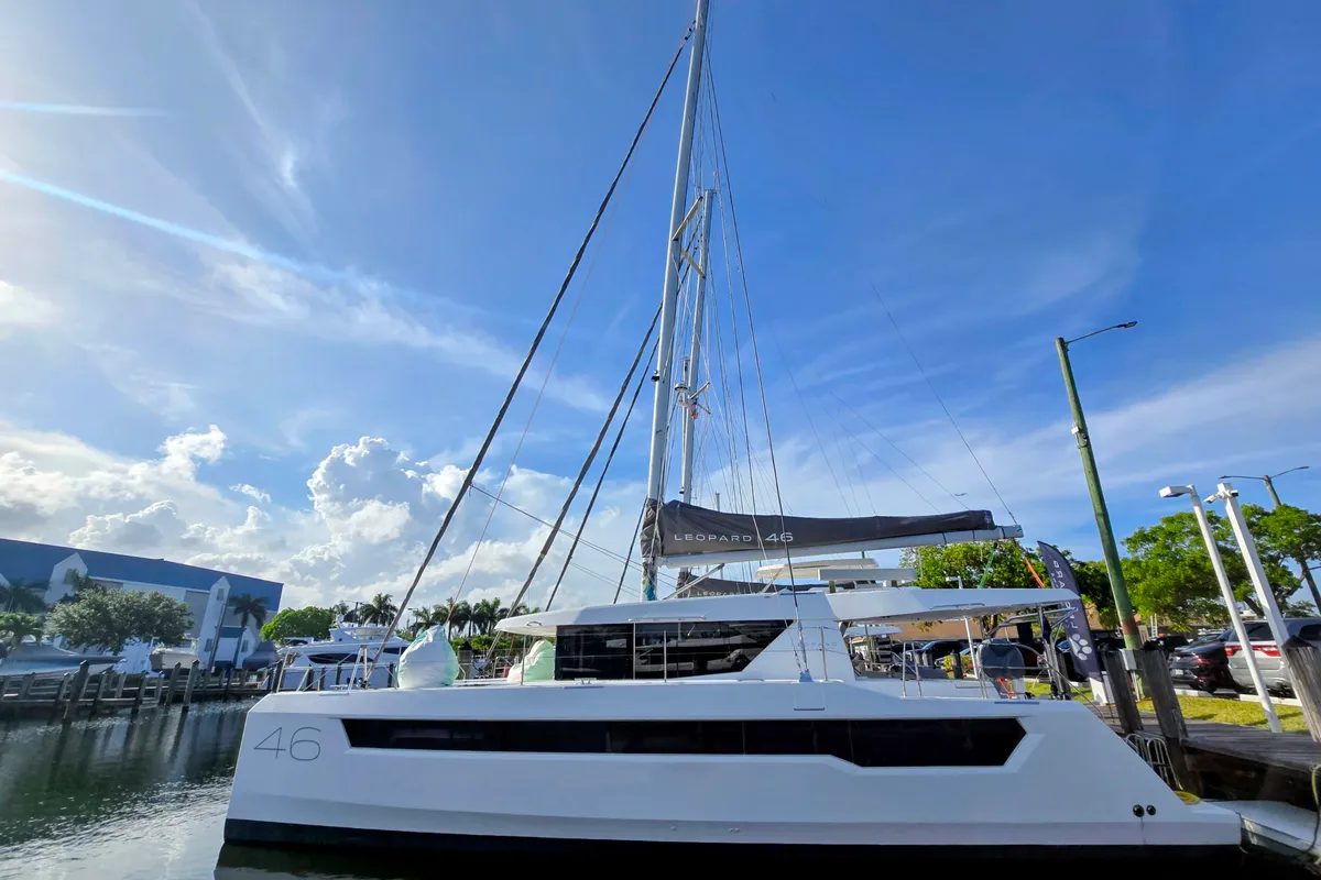Exterior view of Nauti T's, a Leopard 46 catamaran at Road Town, British Virgin Islands