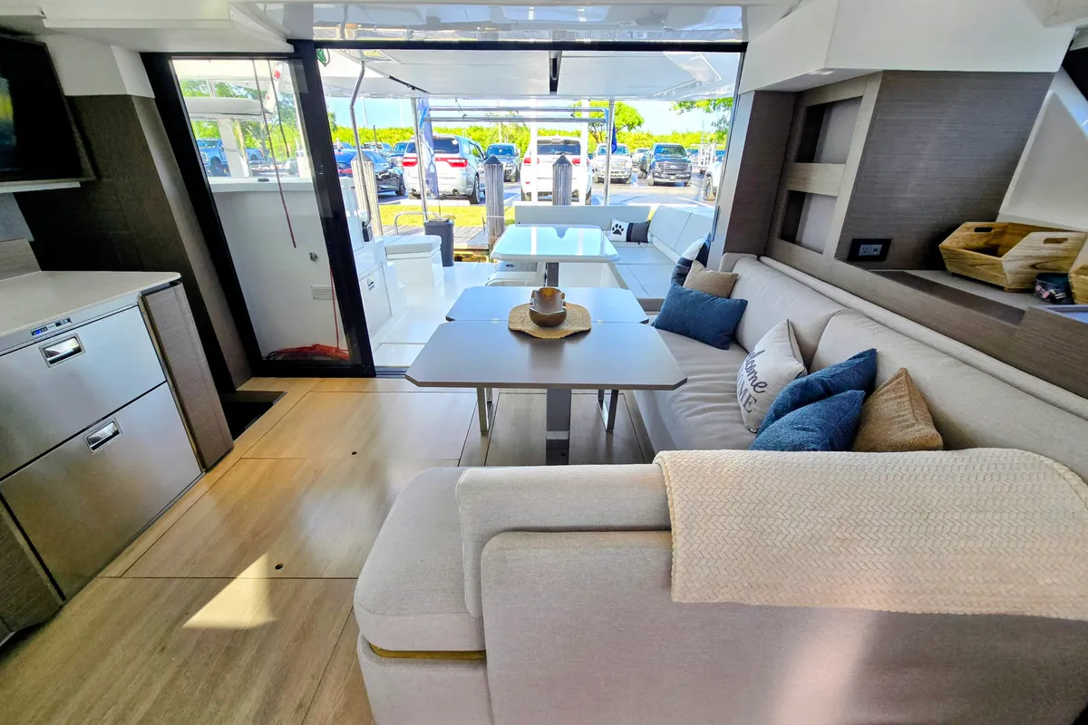 Salon of Nauti T's, a Leopard 46 catamaran at Road Town, British Virgin Islands