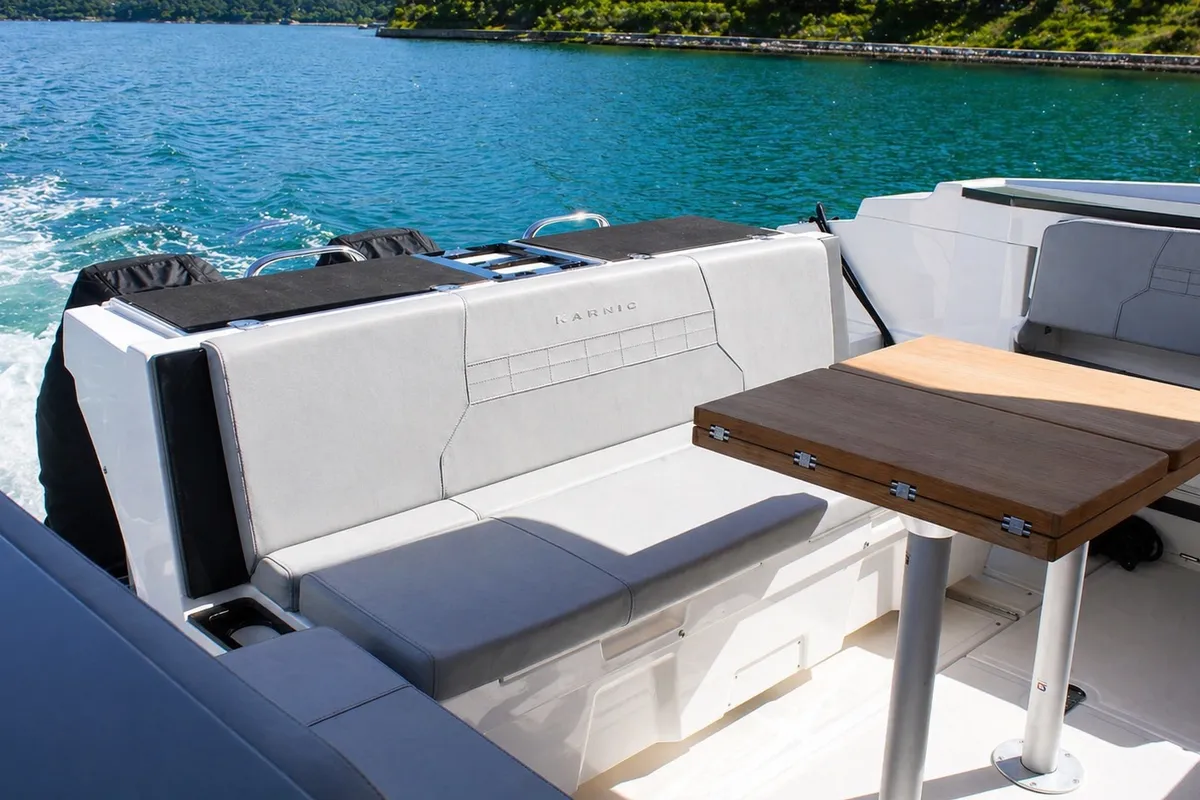 Elysian, a Karnic S37x motorboat at Grad Šibenik, Croatia