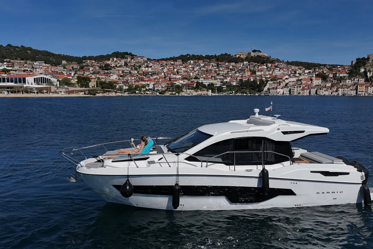 Elysian, a Karnic S37x motorboat at Grad Šibenik, Croatia