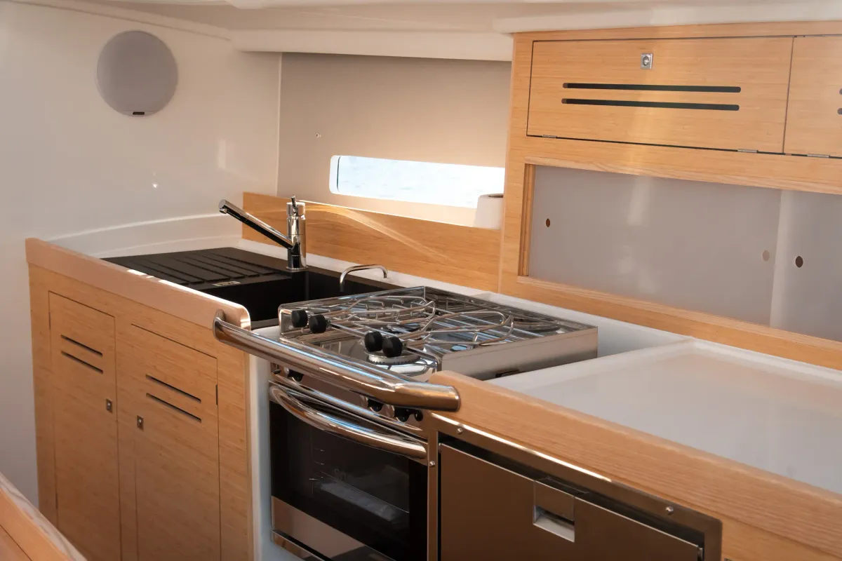 Galley of La Galiote 2, a JPK 39 FC sailboat at La Rochelle, France