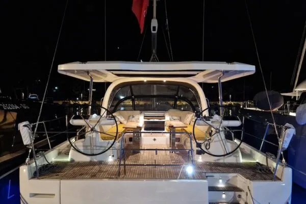Cockpit of FRIENDS, a Jeanneau 60 sailboat at Grad Šibenik, Croatia