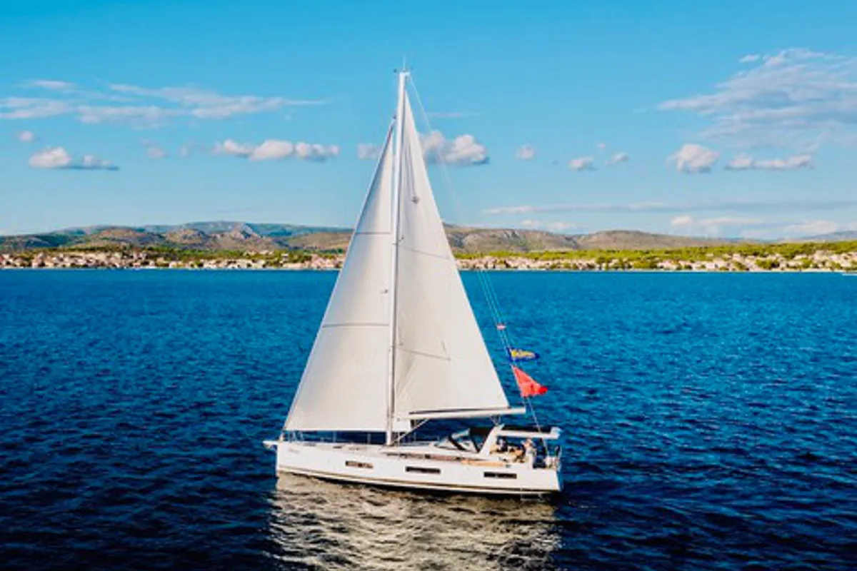 Exterior view of FRIENDS, a Jeanneau 60 sailboat at Grad Šibenik, Croatia