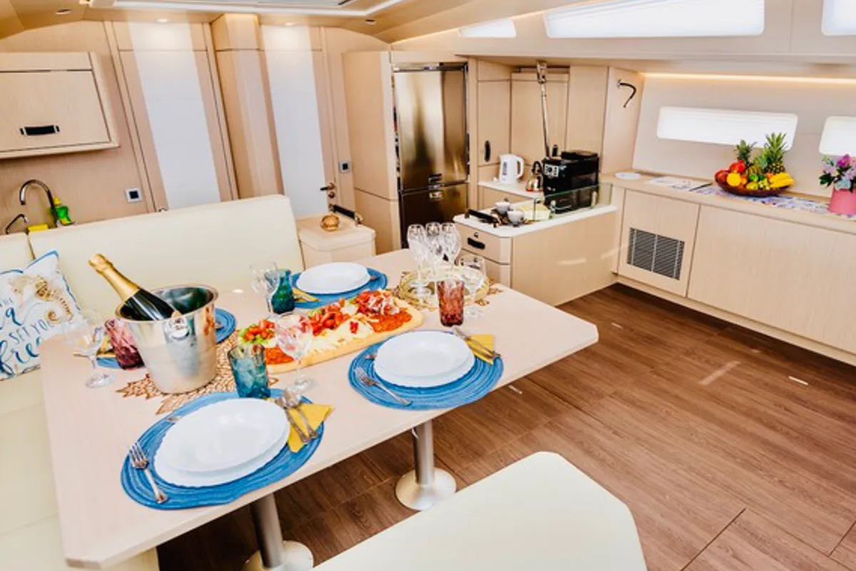 Salon of FRIENDS, a Jeanneau 60 sailboat at Grad Šibenik, Croatia