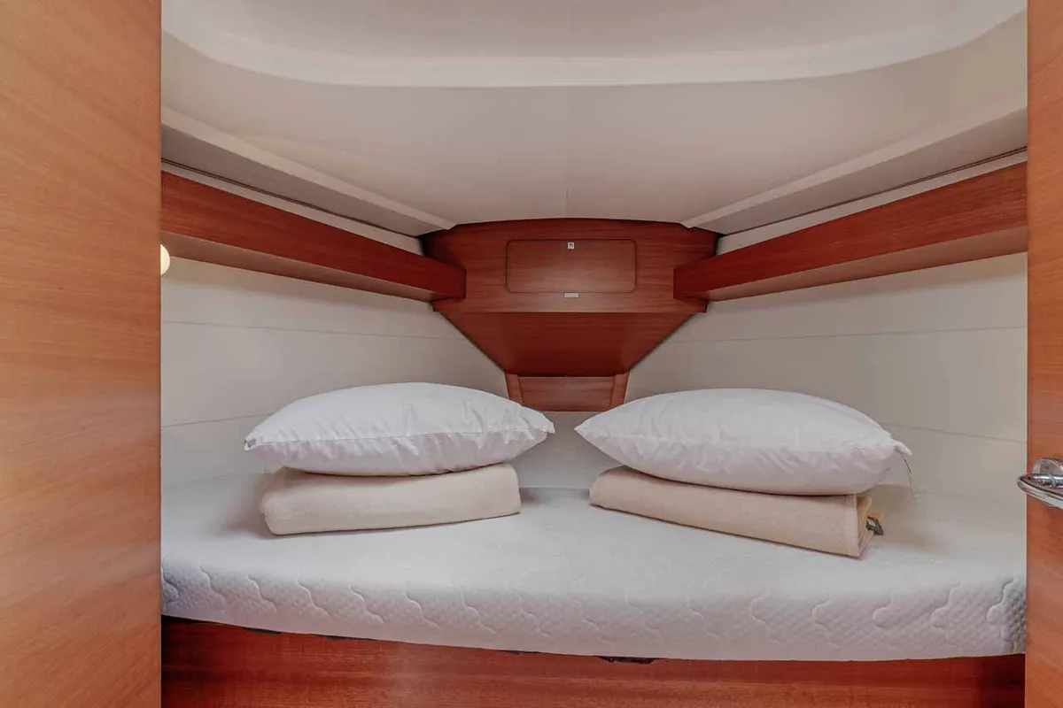 Cabin on Wave, a Dufour 350 GL sailboat at Kontokali, Greece