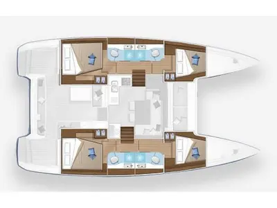 Floor plan of KORINA, a Lagoon 40 catamaran at Općina Rogoznica, Croatia