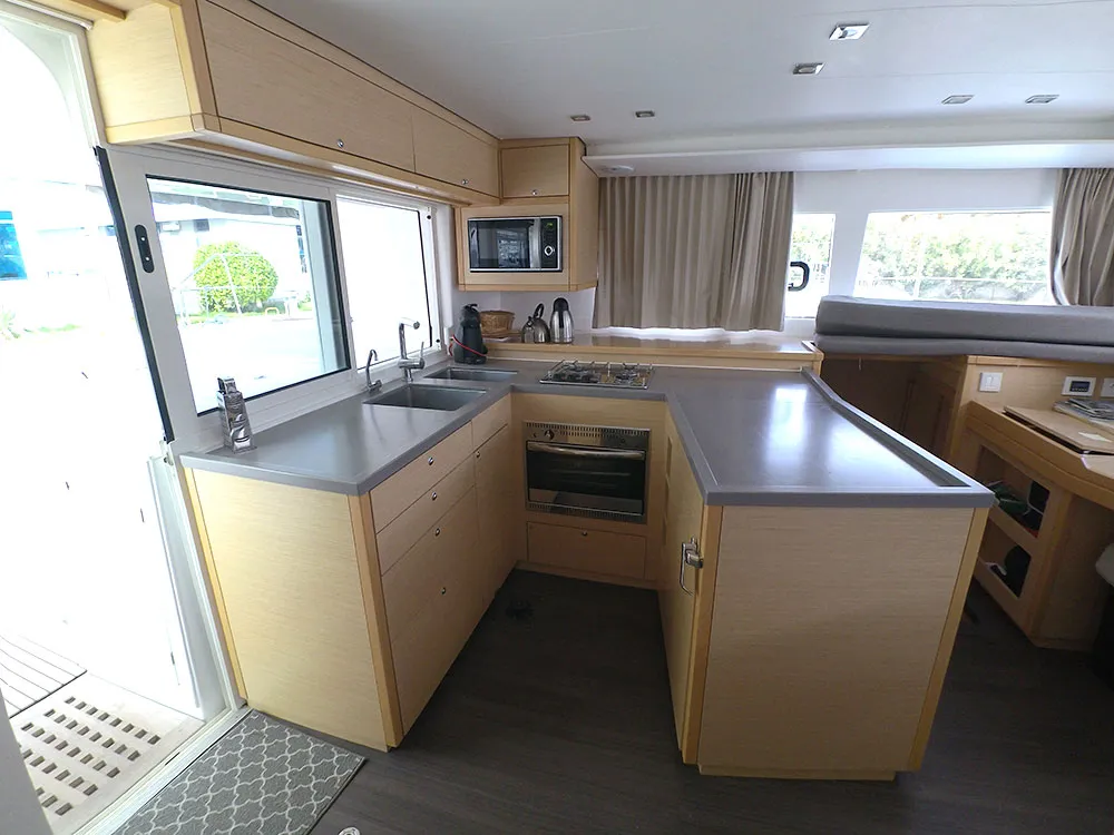 Galley of Belo, a Lagoon 450 F catamaran at Grad Kaštela, Croatia
