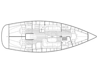 Floor plan of Marge, a Bavaria 38 Cruiser sailboat at Betina, Croatia