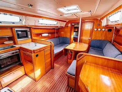 Salon of Marge, a Bavaria 38 Cruiser sailboat at Betina, Croatia