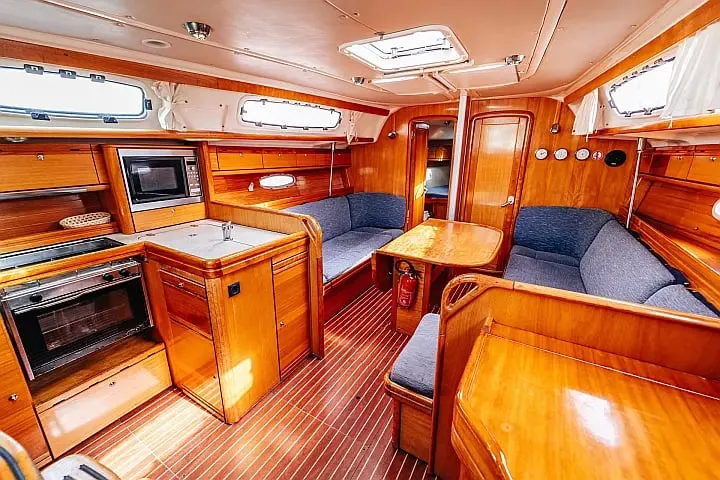 Salon of Marge, a Bavaria 38 Cruiser sailboat at Betina, Croatia
