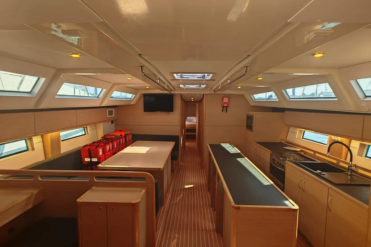 Salon of IRISA, a D&D Kufner 56 sailboat at Grad Trogir, Croatia