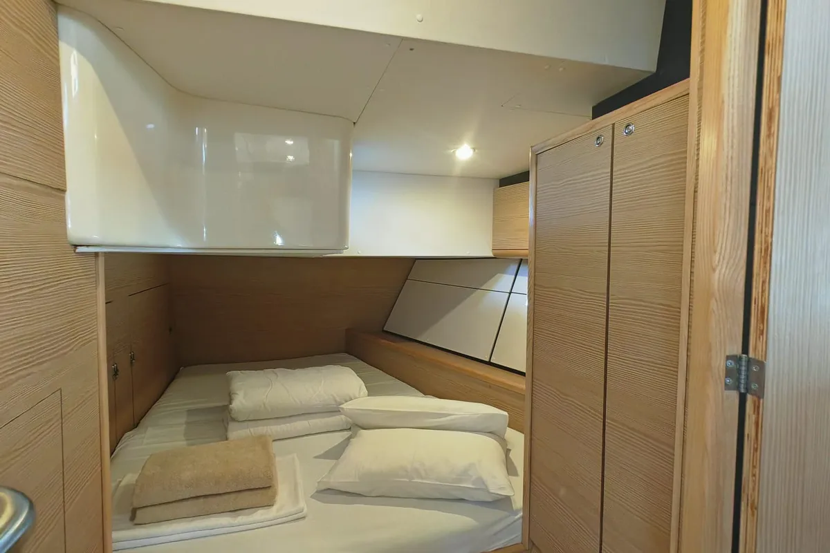 Cabin on IRISA, a D&D Kufner 56 sailboat at Grad Trogir, Croatia
