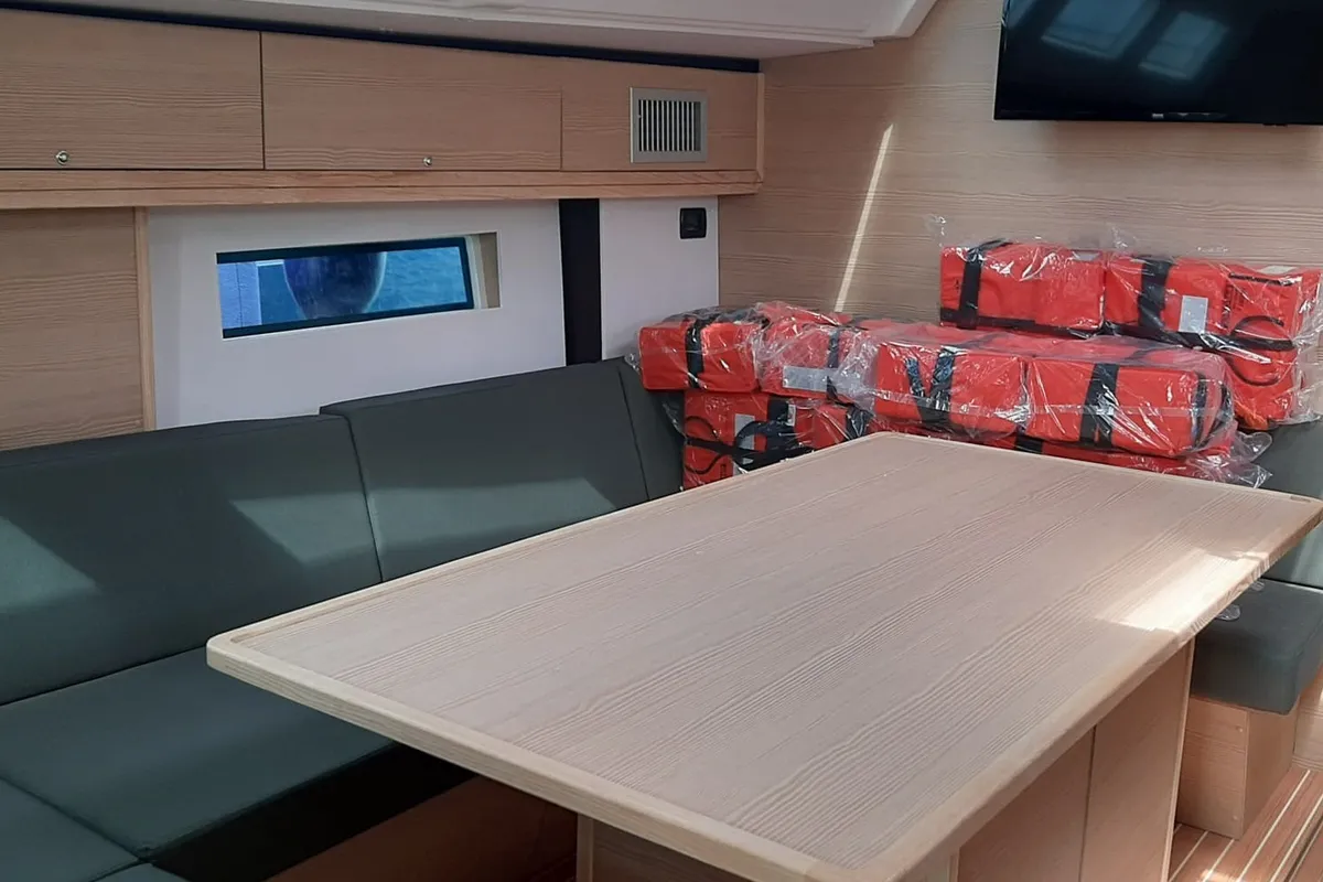 Salon of IRISA, a D&D Kufner 56 sailboat at Grad Trogir, Croatia