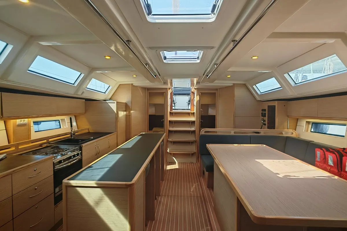 Salon of IRISA, a D&D Kufner 56 sailboat at Grad Trogir, Croatia
