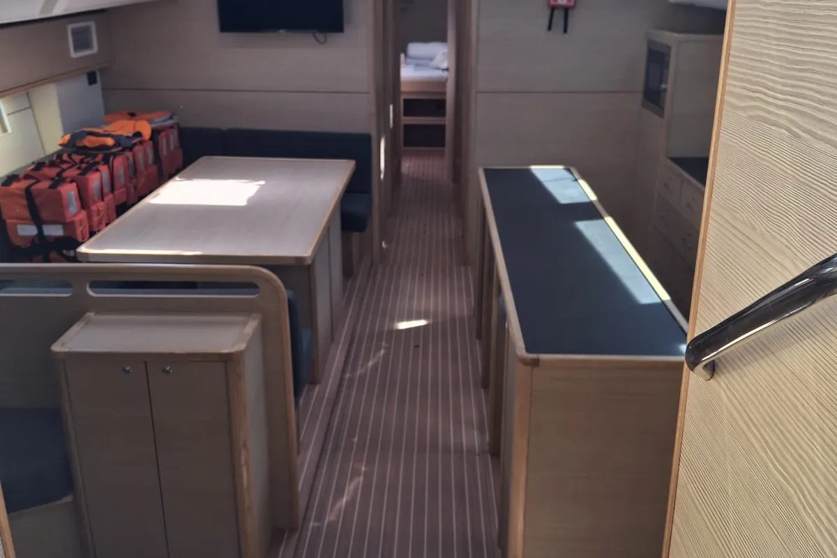 Salon of IRISA, a D&D Kufner 56 sailboat at Grad Trogir, Croatia