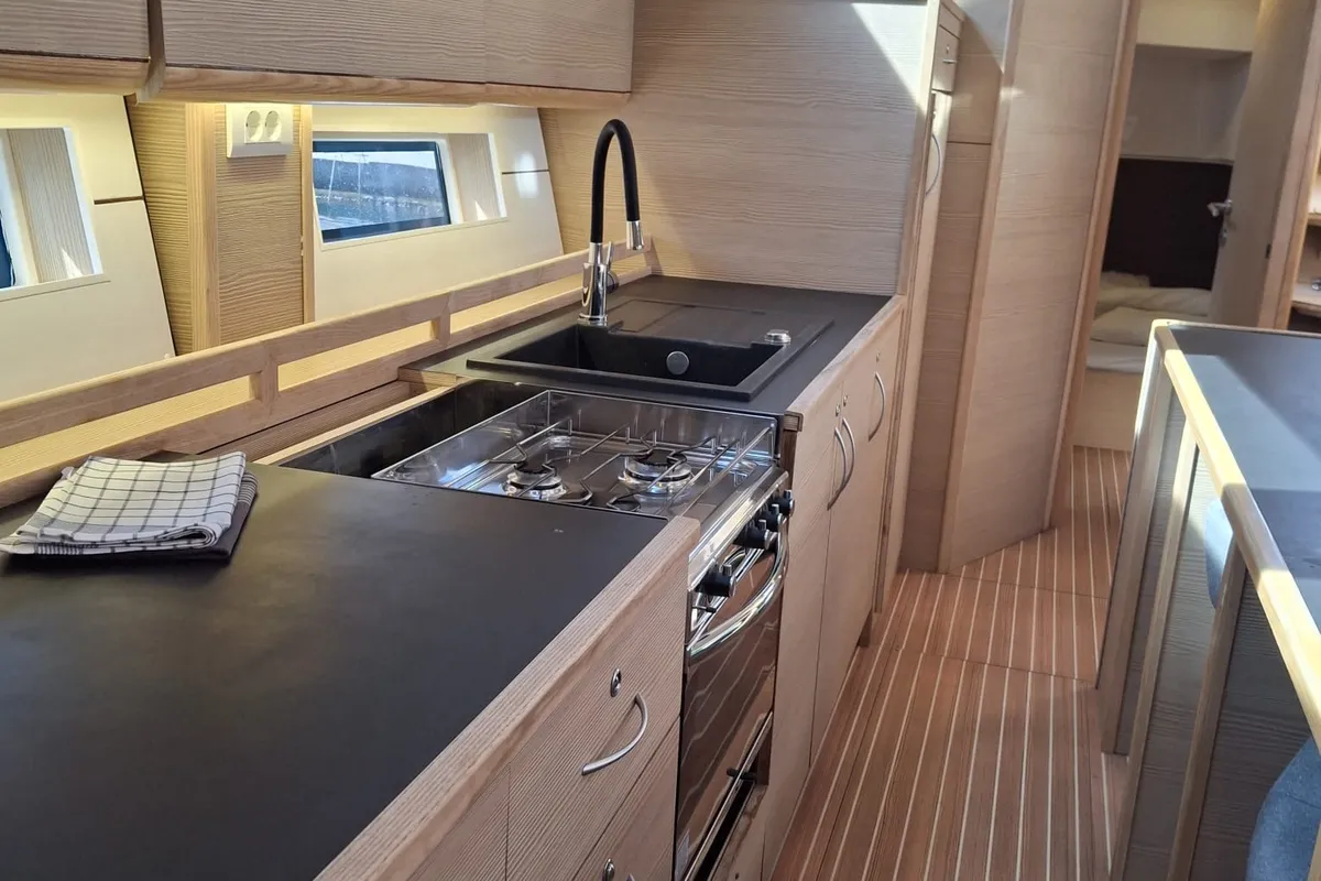 Galley of IRISA, a D&D Kufner 56 sailboat at Grad Trogir, Croatia