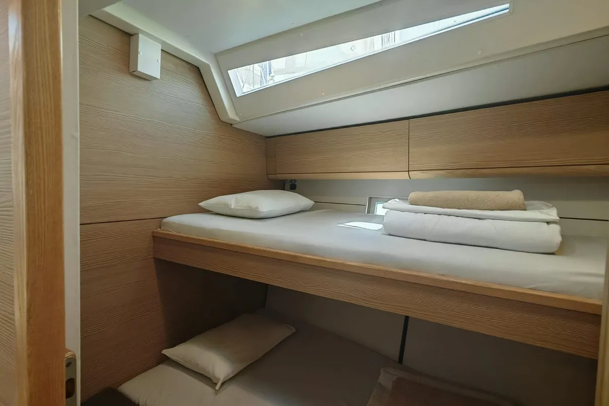 Cabin on IRISA, a D&D Kufner 56 sailboat at Grad Trogir, Croatia