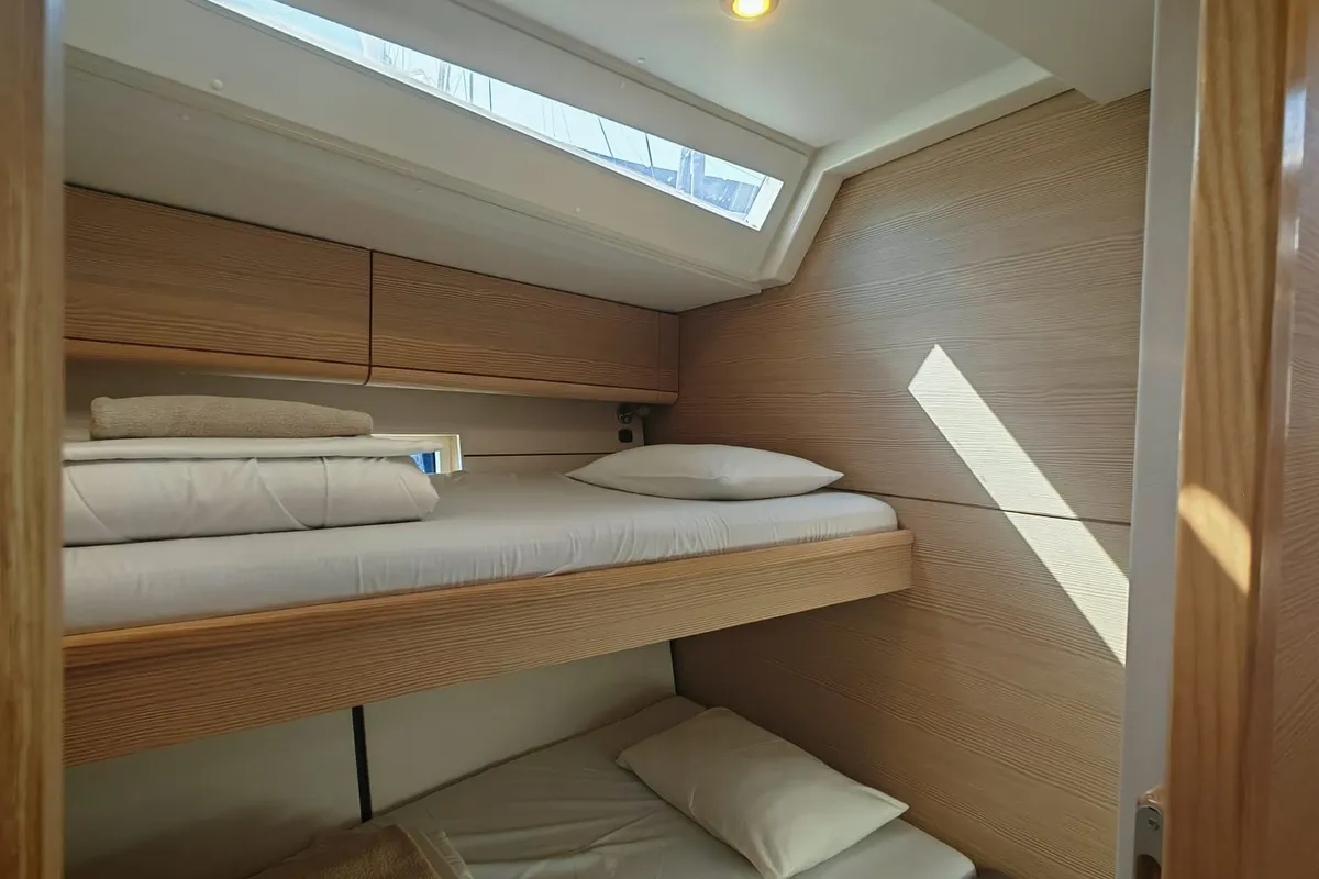 Cabin on IRISA, a D&D Kufner 56 sailboat at Grad Trogir, Croatia