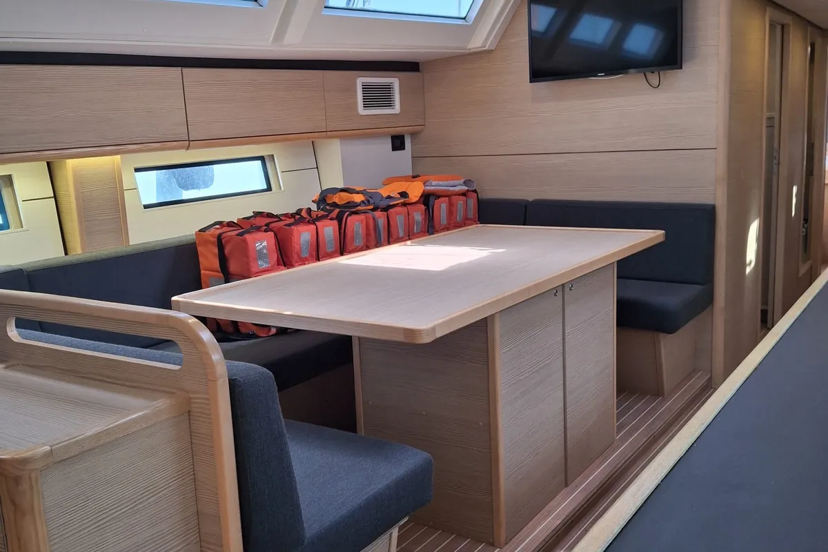 Salon of IRISA, a D&D Kufner 56 sailboat at Grad Trogir, Croatia