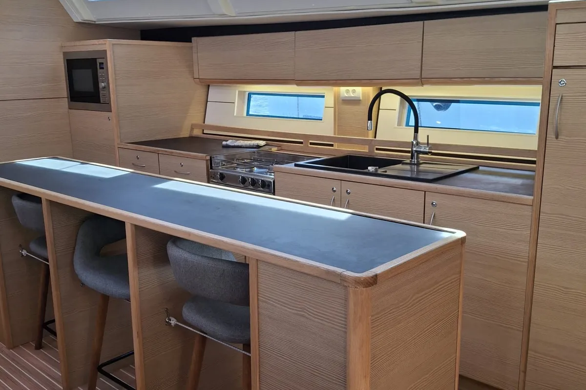 Galley of IRISA, a D&D Kufner 56 sailboat at Grad Trogir, Croatia