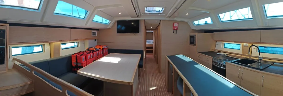 Salon of IRISA, a D&D Kufner 56 sailboat at Grad Trogir, Croatia